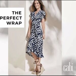 CAbi Asymmetrical Dress in Blue and White